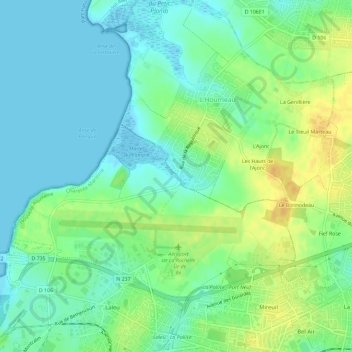 Mappa topografica Le Bas Pampin, altitudine, rilievo