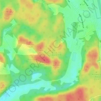 Mappa topografica Hale Hill, altitudine, rilievo