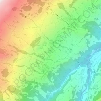 Mappa topografica Vattiz, altitudine, rilievo