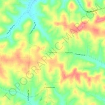 Mappa topografica Unionville, altitudine, rilievo
