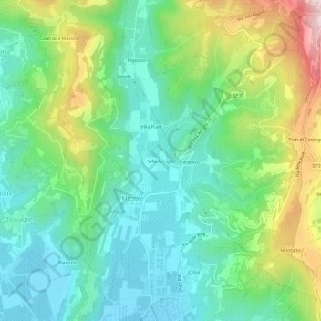 Mappa topografica Villa Arrighi, altitudine, rilievo