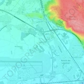 Mappa topografica Soleschiano, altitudine, rilievo