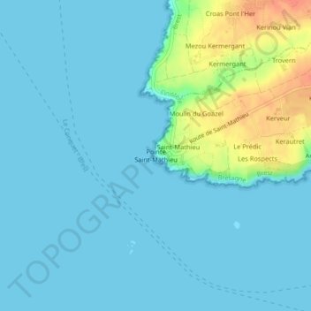 Mappa topografica Pointe Saint-Mathieu, altitudine, rilievo