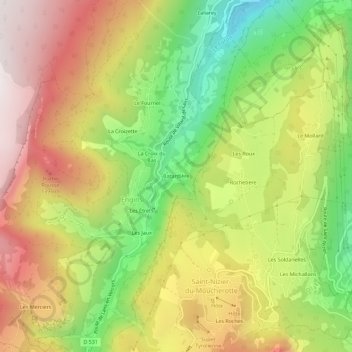 Mappa topografica Batardière, altitudine, rilievo