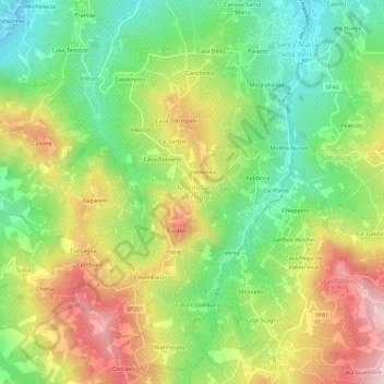 Mappa topografica Crocetta, altitudine, rilievo
