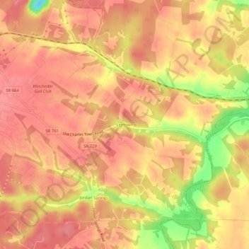 Mappa topografica Leetown, altitudine, rilievo