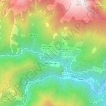 Mappa topografica Maniglia, altitudine, rilievo