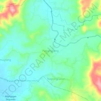 Mappa topografica Pagangpang, altitudine, rilievo