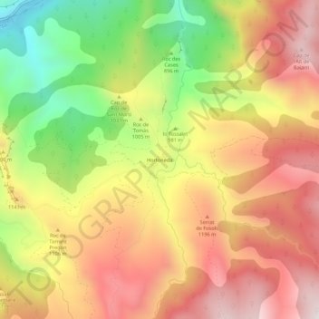 Mappa topografica Hortoneda, altitudine, rilievo