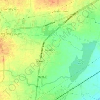 Mappa topografica Kulathur, altitudine, rilievo