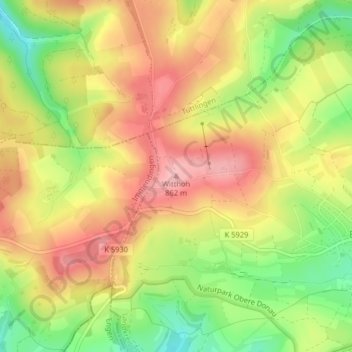 Mappa topografica Witthoh, altitudine, rilievo