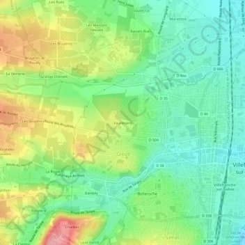 Mappa topografica Vaurenard, altitudine, rilievo