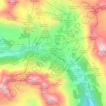 Mappa topografica Obertauern, altitudine, rilievo