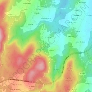 Mappa topografica Santa Baia, altitudine, rilievo