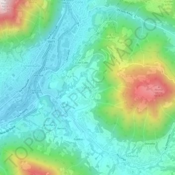 Mappa topografica Vall'Alta, altitudine, rilievo