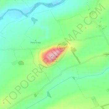 Mappa topografica Traprain Law, altitudine, rilievo