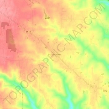 Mappa topografica Manchester, altitudine, rilievo