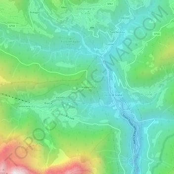 Mappa topografica Magnone, altitudine, rilievo