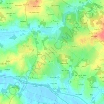 Mappa topografica Les Ecobuts, altitudine, rilievo