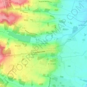 Mappa topografica Ferrende, altitudine, rilievo