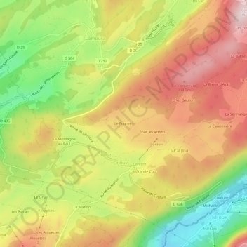 Mappa topografica Le Fournet, altitudine, rilievo