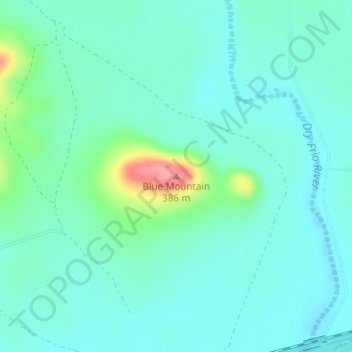 Mappa topografica Blue Mountain, altitudine, rilievo