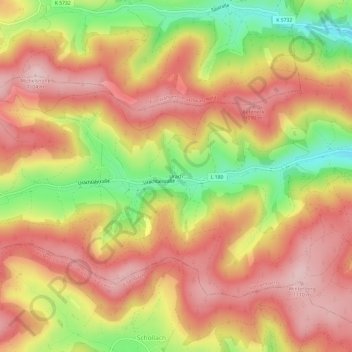 Mappa topografica Urach, altitudine, rilievo