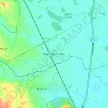 Mappa topografica Walden Stubbs, altitudine, rilievo