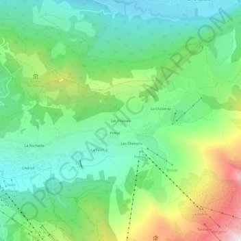 Mappa topografica Les Frasses, altitudine, rilievo
