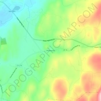 Mappa topografica Hollowville, altitudine, rilievo