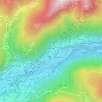 Mappa topografica Ragoli, altitudine, rilievo