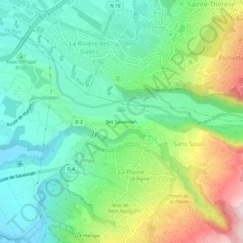 Mappa topografica Ilet Savannah, altitudine, rilievo