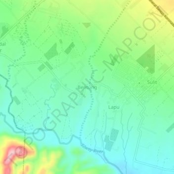 Mappa topografica Bentung, altitudine, rilievo