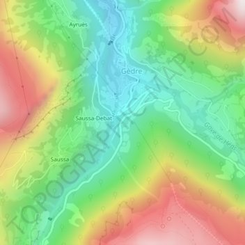 Mappa topografica Biroulet, altitudine, rilievo
