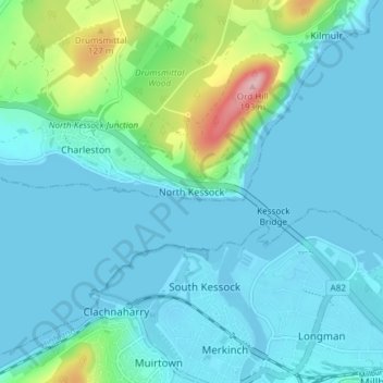 Mappa topografica North Kessock, altitudine, rilievo