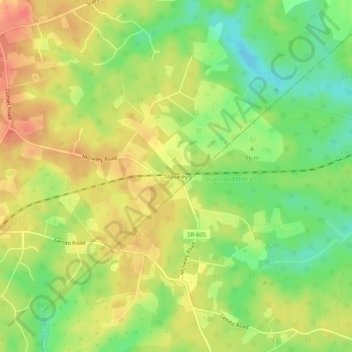 Mappa topografica Moseley, altitudine, rilievo