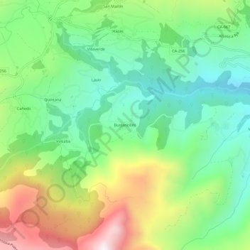 Mappa topografica Bustancilles, altitudine, rilievo
