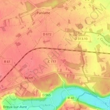 Mappa topografica Le Mesnil, altitudine, rilievo