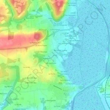 Mappa topografica Le Val, altitudine, rilievo