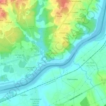 Mappa topografica A Arrotea, altitudine, rilievo