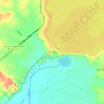 Mappa topografica Poechos, altitudine, rilievo