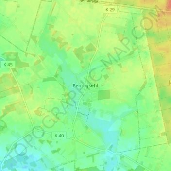 Mappa topografica Pennigsehl, altitudine, rilievo
