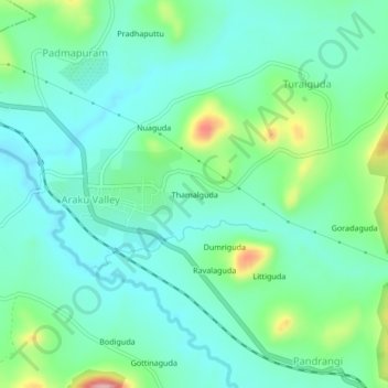 Mappa topografica Thamalguda, altitudine, rilievo