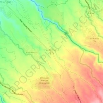 Mappa topografica Palangue 2 & 3, altitudine, rilievo