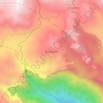 Mappa topografica Banagudi, altitudine, rilievo