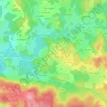 Mappa topografica Le Mont, altitudine, rilievo