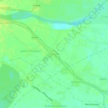 Mappa topografica Nemam, altitudine, rilievo