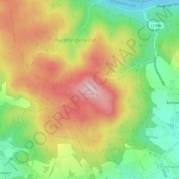 Mappa topografica Kürnberg, altitudine, rilievo