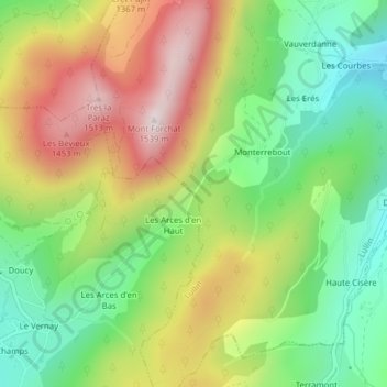 Mappa topografica Col des Arces, altitudine, rilievo