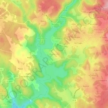 Mappa topografica Puy Nachet, altitudine, rilievo